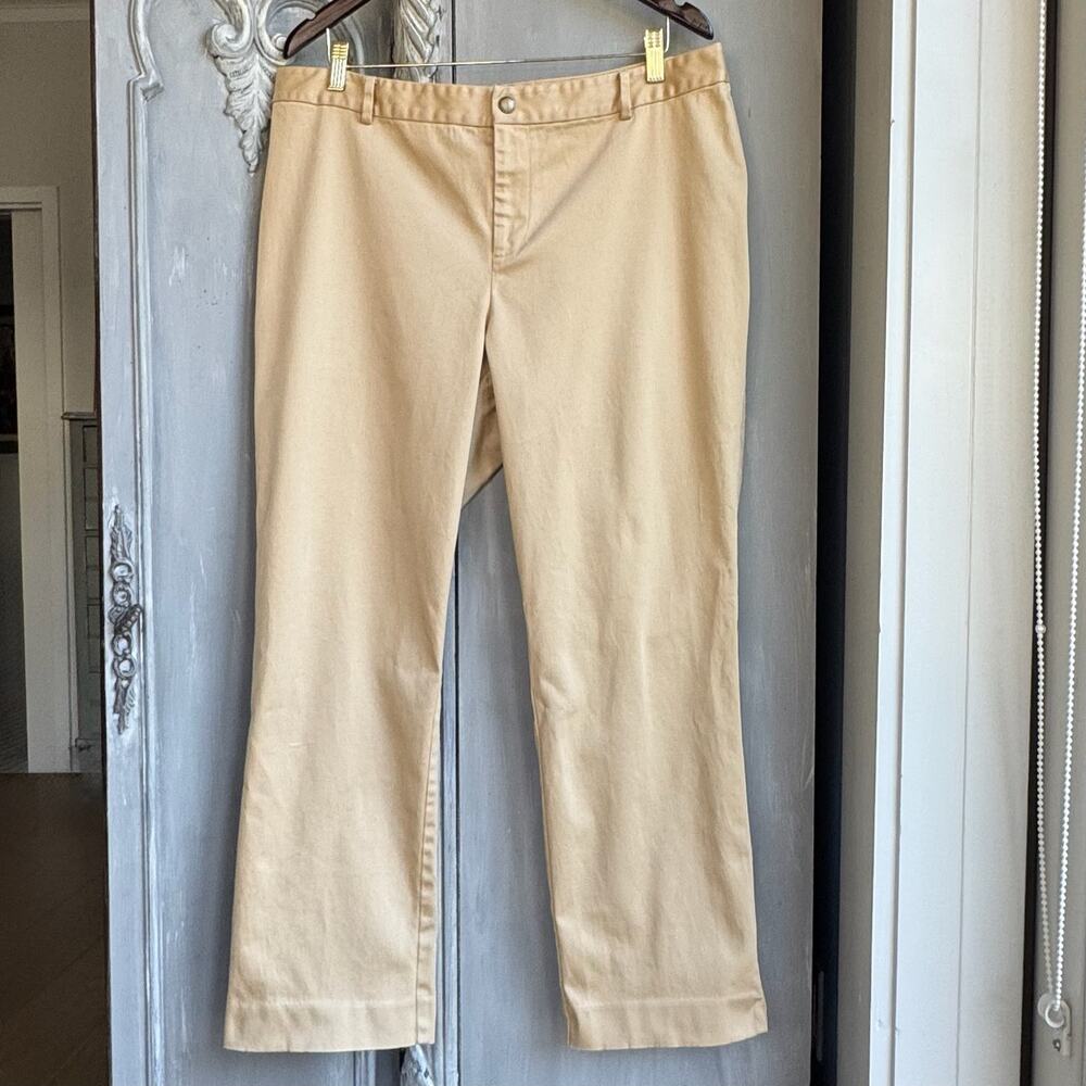 Lauren Ralph Lauren 16W Cotton Stretch Straight Leg Trousers Camel Tan